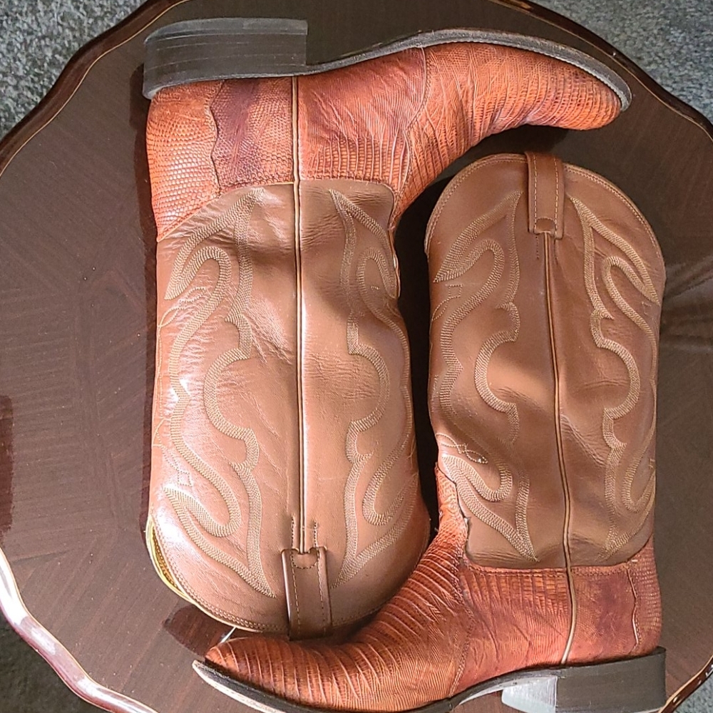 Real Brown Lizard Skin Cowboy Boots Size 11.5B